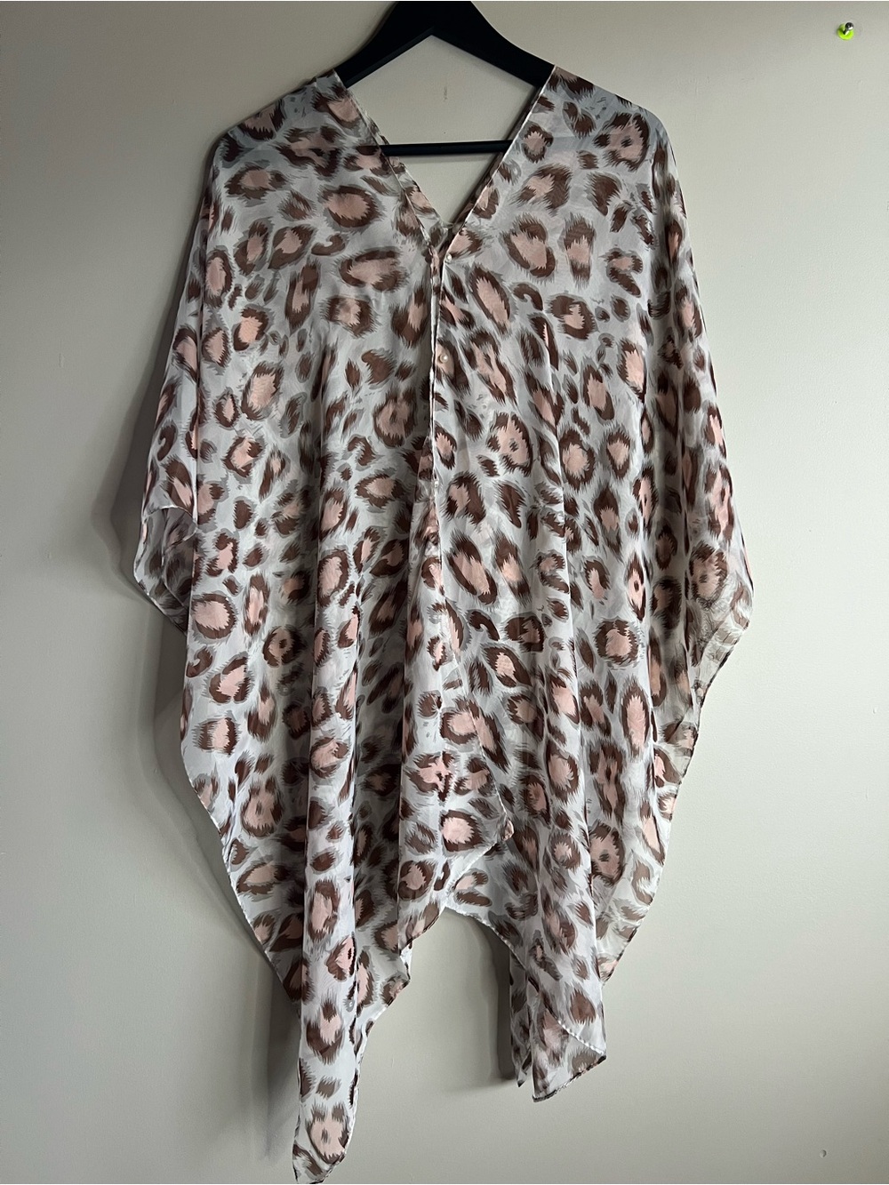 5/$20 Leopard Print Sheer Kimono Cover Up One Size Pink Taupe Lightweight